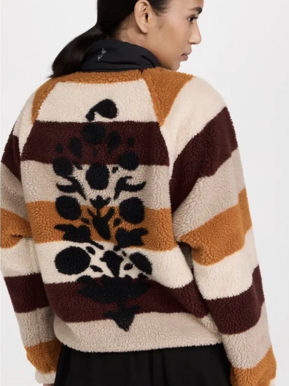 FP Movement by Free People Striped Sherpa Jacket in Cream, Brown & Tan